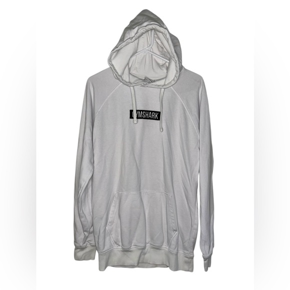 GYMSHARK White Hoodie Black Center Logo Unisex Size Medium Sporty Activewear - Picture 6 of 11